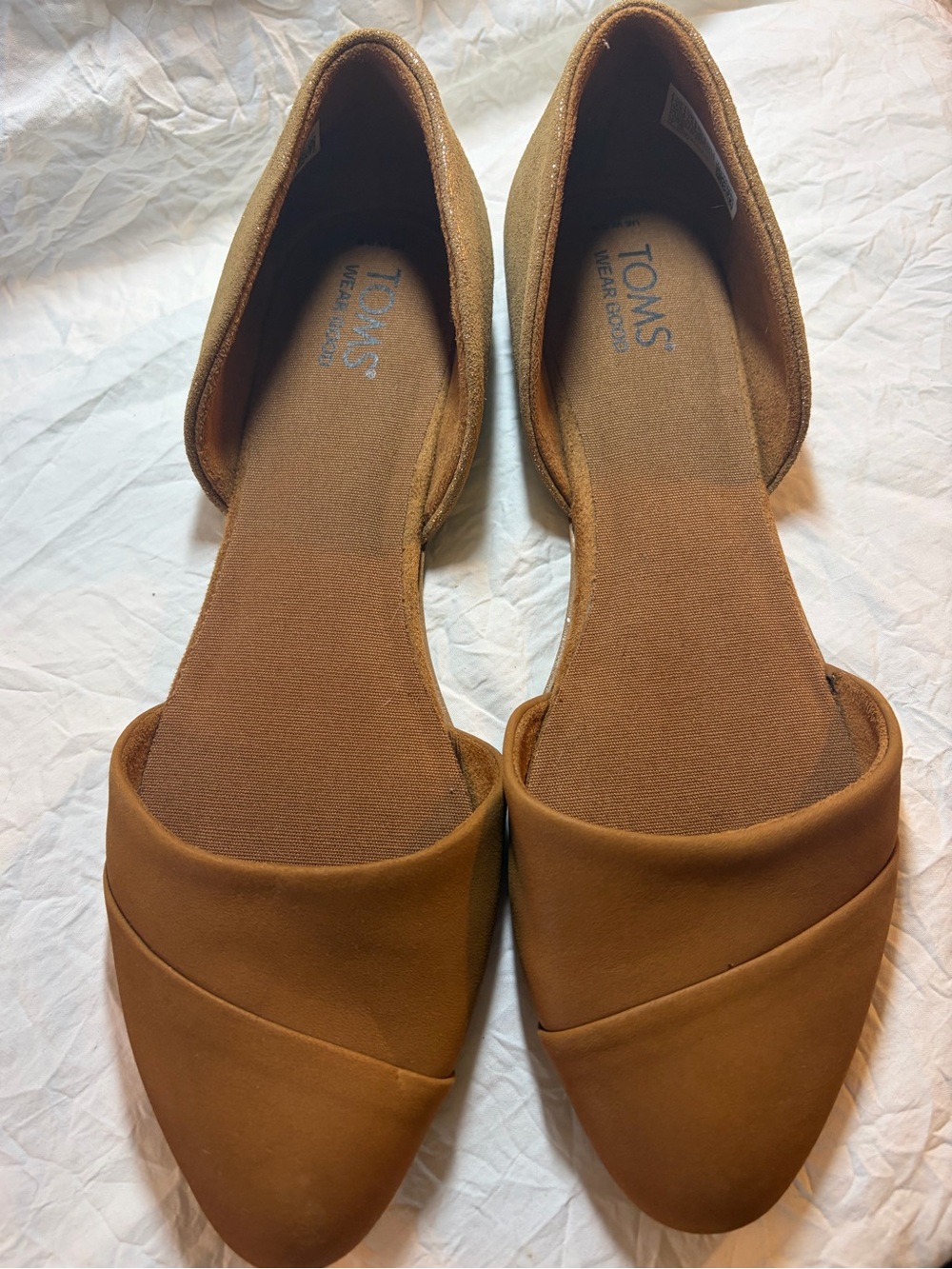 TOMS Women’s Tan D'Orsay Flats - Slip-On Pointed Toe
